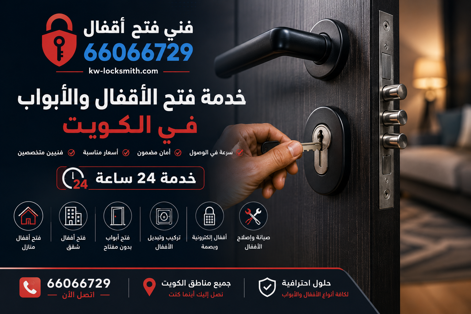 تركيب قفل جديد لباب منزل في الكويت