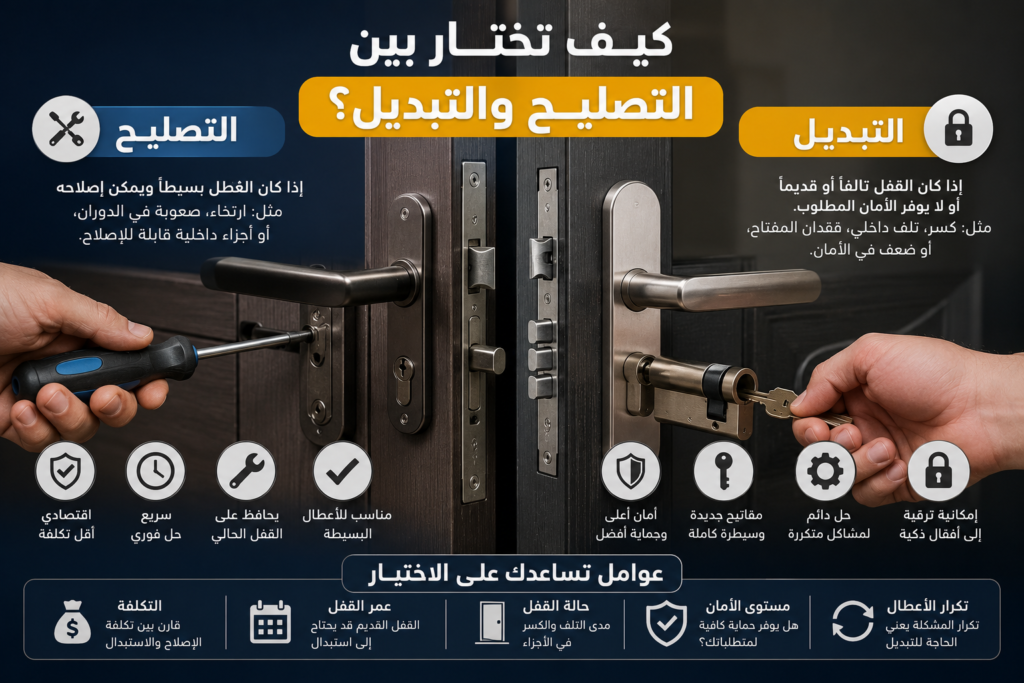 كيف تختار بين تصليح القفل وتبديله؟
